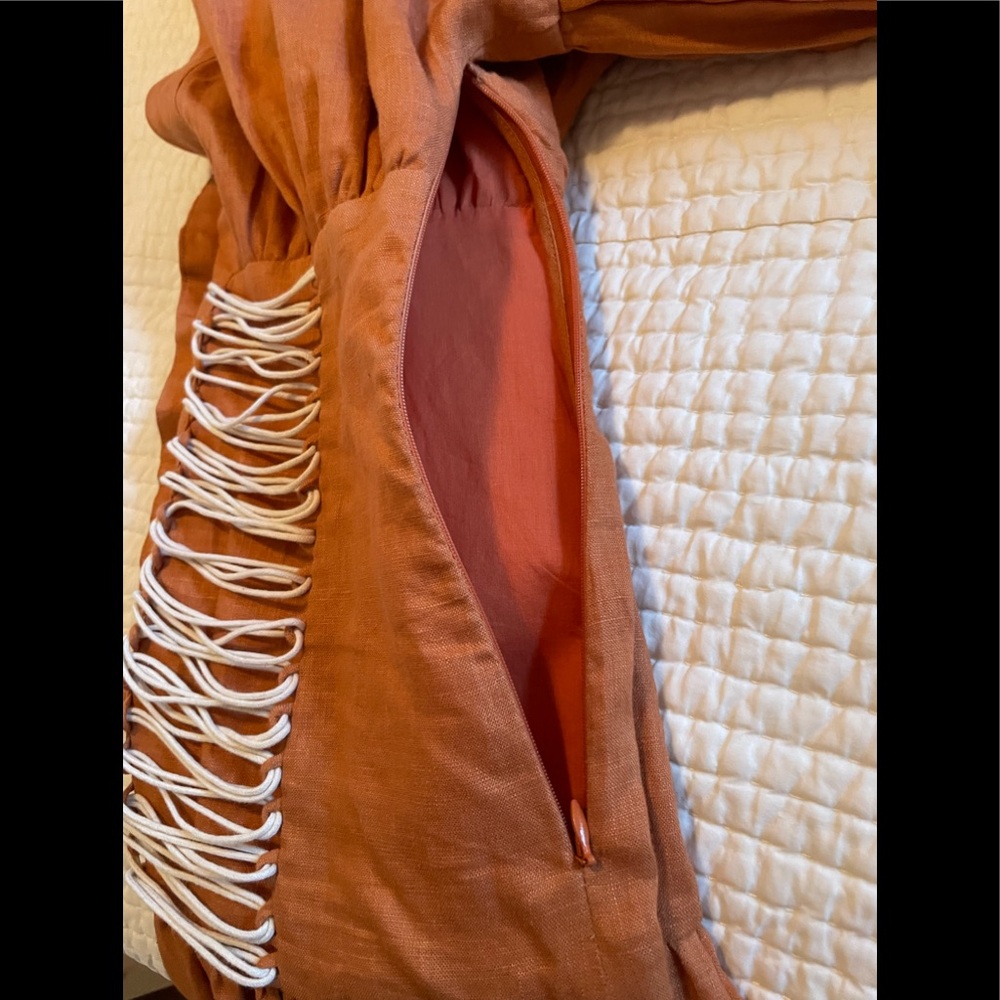 Alemais Sunset Orange Pleated Ruffled MaxiSundress - Picture 13 of 14